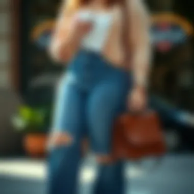 Stylish accessories paired with plus size loose fit jeans for a chic look.