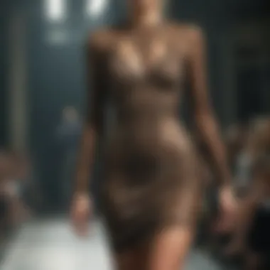 Elegant animal print mesh dress on a runway