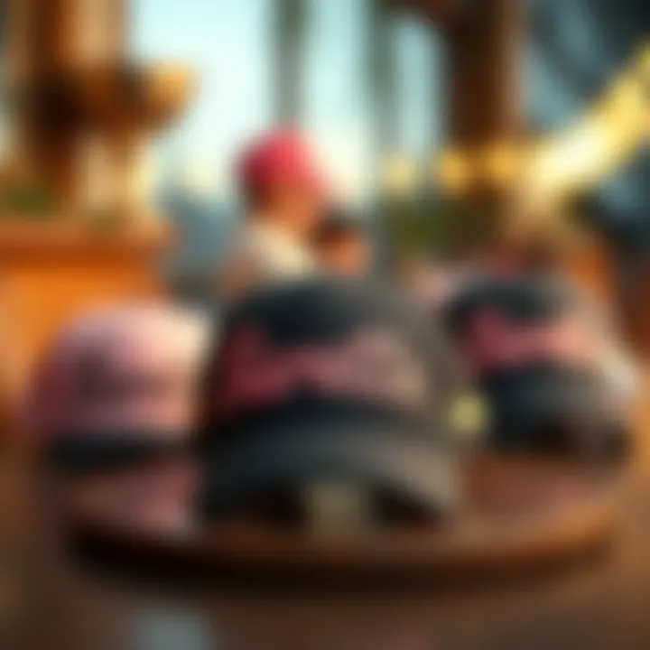 Creative bachelorette hat designs displayed on a table