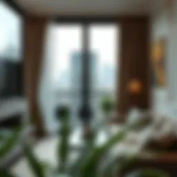 Elegant balcony blackout curtains in a chic urban setting