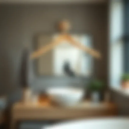 Stylish wooden bathroom clothes hanger enhancing decor