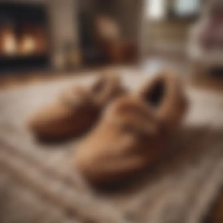 Bear claw slippers displayed in an inviting indoor setting