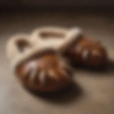 Close-up of the unique materials used in bear claw slippers