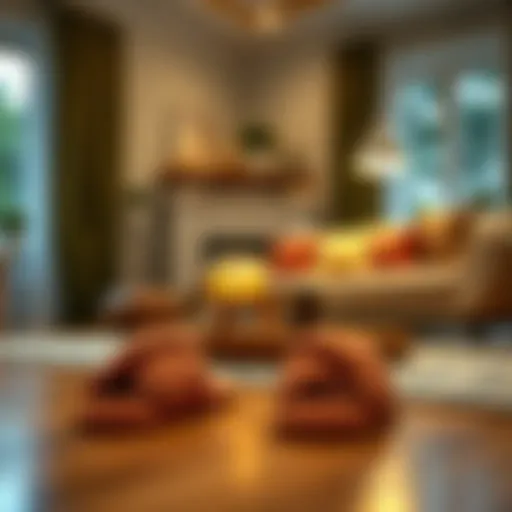 Stylish cross band slippers in a modern living space