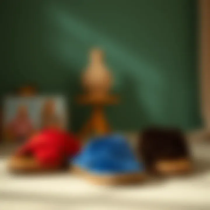 Trendy cross band slippers displayed against a chic background