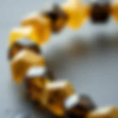 Close-up of black tourmaline and citrine gemstones highlighting their unique textures