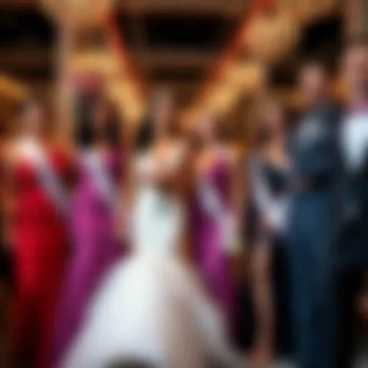 A vibrant bridal party showcasing personalized sashes