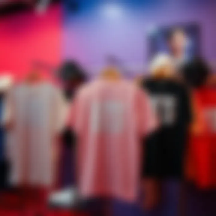 BTS apparel displayed against a vibrant backdrop