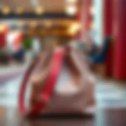 A stylish bucket bag featuring a vibrant guitar strap on a chic backdrop