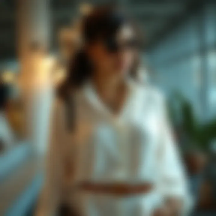 Fashionable mix of accessories complementing a button front blouse