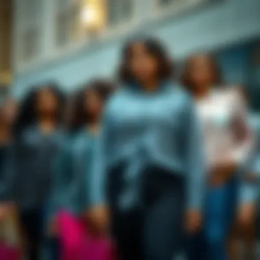 Diverse range of plus-size models wearing button front blouses