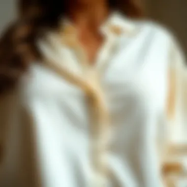 Close-up of fabric texture used in plus-size button front blouses