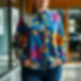Stylish button front blouse showcasing vibrant patterns