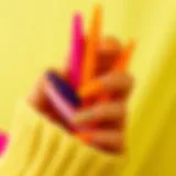 Variety of stylish long fake nails in different colors