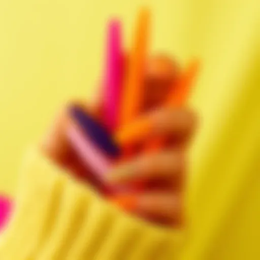 Variety of stylish long fake nails in different colors