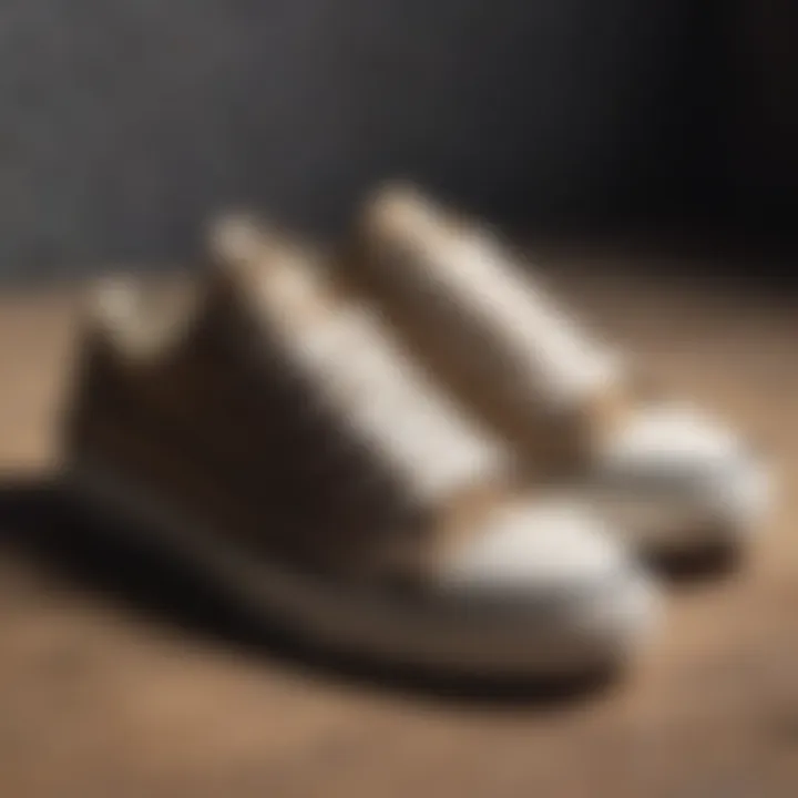 Close-up of classic canvas shoes on a stylish surface