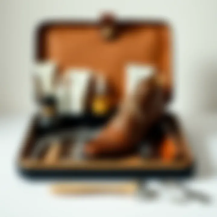 Shoe Care Kit Essentials An organized shoe care kit featuring shoe remover tools