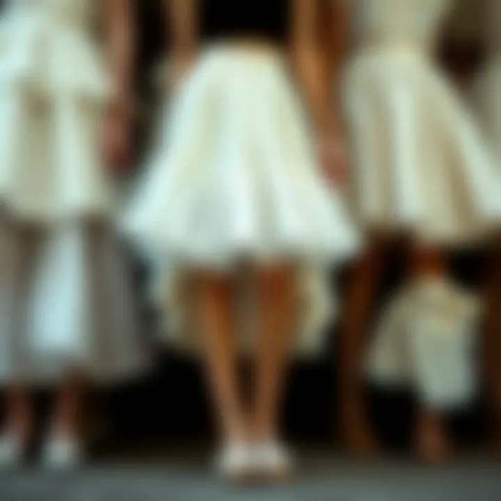 Collection of various styles and fabrics of white short petticoats