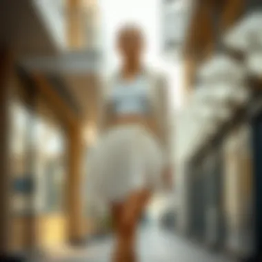 Fashion model showcasing a stunning outfit with a white short petticoat