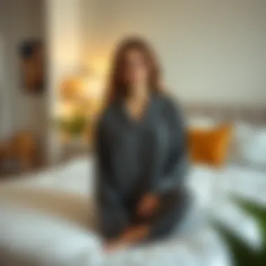 Chic Casual Evening Pajama Styling Trendy pajama ensemble styled for a casual evening setting