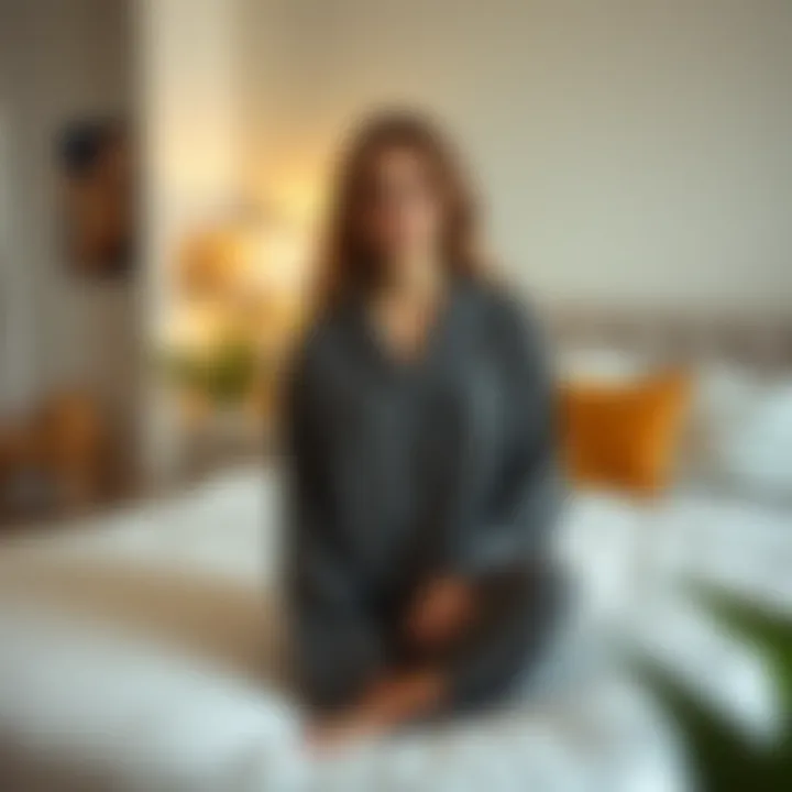 Chic Casual Evening Pajama Styling Trendy pajama ensemble styled for a casual evening setting