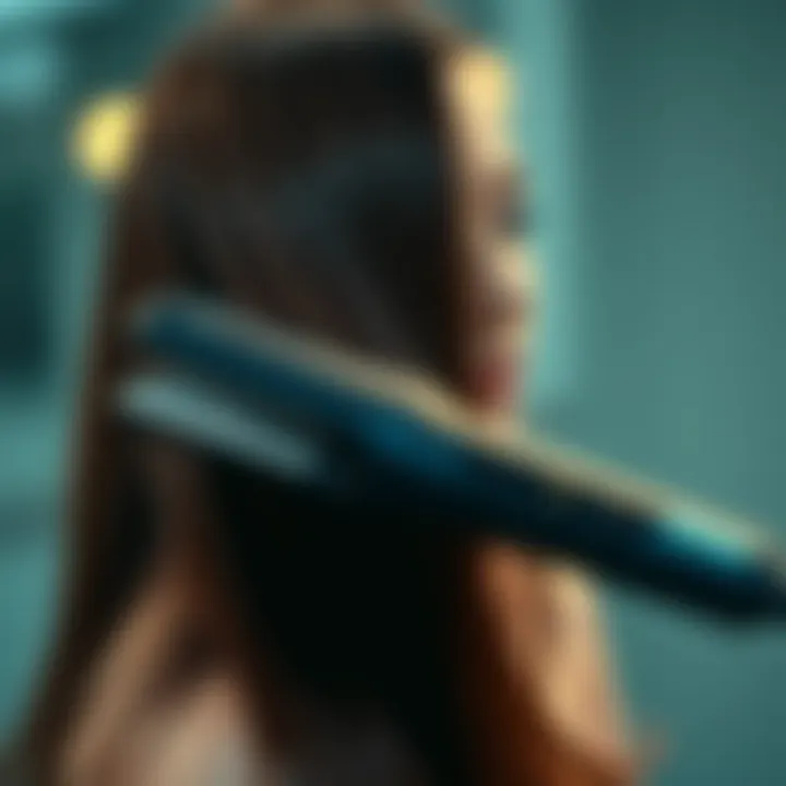 High-tech anion hair straightener in action