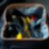 A neatly organized cord bag showcasing various cable types