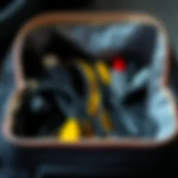 A neatly organized cord bag showcasing various cable types