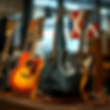 Various customization options for bucket bags with guitar straps displayed elegantly