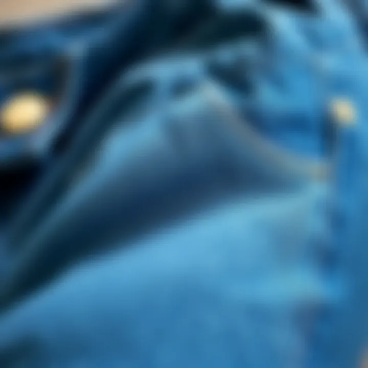 Close-up of denim fabric showcasing texture and quality of plus size jeans.