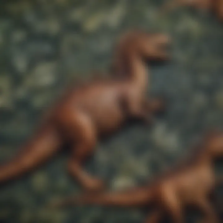 Close-up of intricate dinosaur pattern on fabric