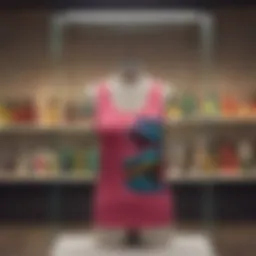 A vibrant dinosaur tank top displayed on a mannequin