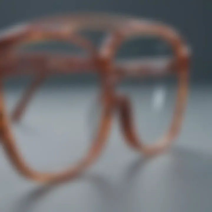 Close-up of stylish dl glasses showcasing intricate design details