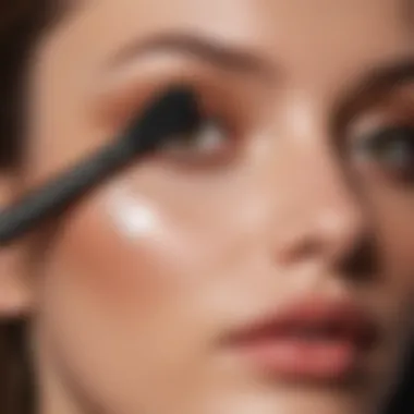 Demonstration of makeup application using a double ended foundation brush