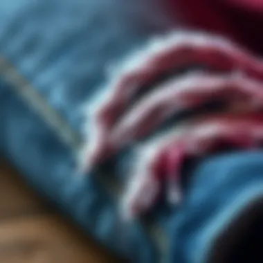 Fabric Textures of Ripped Jeans Close-up view of fabric textures used in ripped jeans