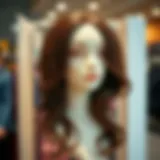 Elegant brown wig displayed on a mannequin