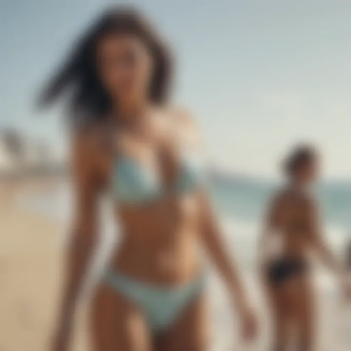 Woman flaunting a high waisted bikini at the beach