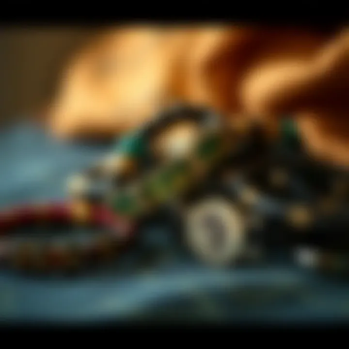 Collection of African Bracelets with Cultural Symbols A collection of African bracelets featuring various cultural symbols and meanings, emphasizing their significance