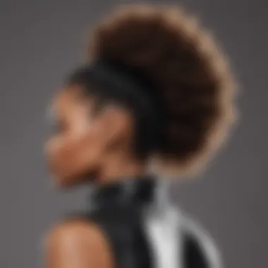 Close-up of an afro puff drawstring ponytail showcasing texture and volume