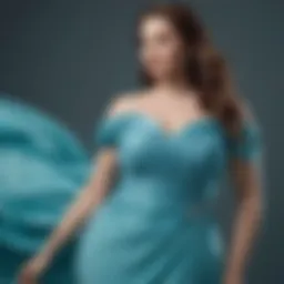 Elegant aqua blue plus size dress on a model showcasing its flowing design