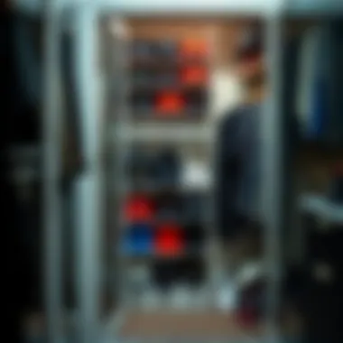 Personalized baseball cap storage setup in a closet