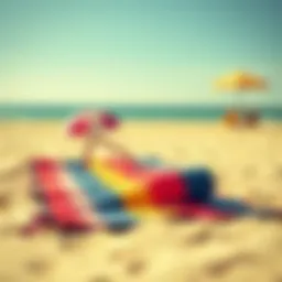 A vibrant beach scene showcasing an anti-sand beach mat on the sand.