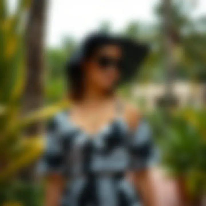 Chic Styling Ideas for the Tropical Dress Stylish black and white tropical dress paired with accessories