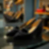 Elegant black velvet flats showcased on a stylish display