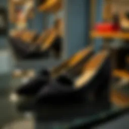 Elegant black velvet flats showcased on a stylish display