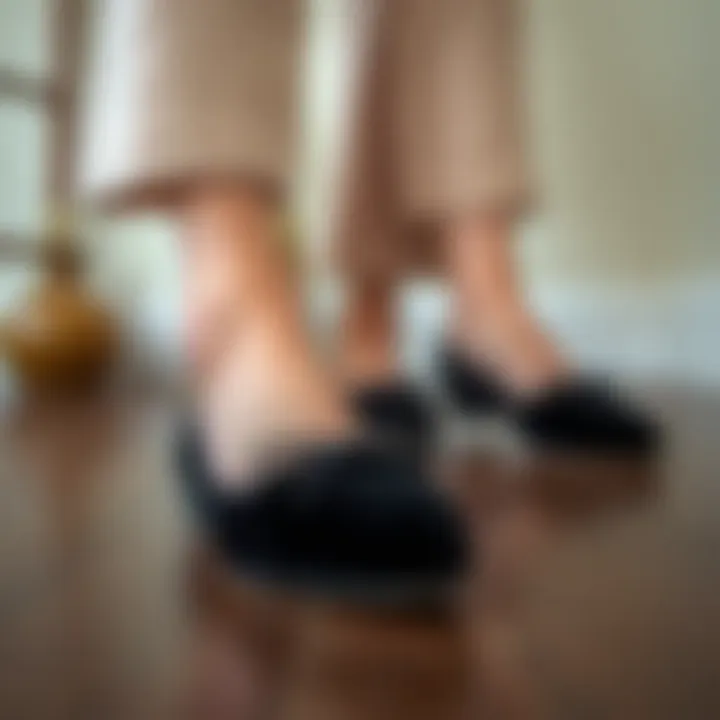 Versatility of Styling with Black Velvet Flats Versatile styling options featuring black velvet flats with various outfits