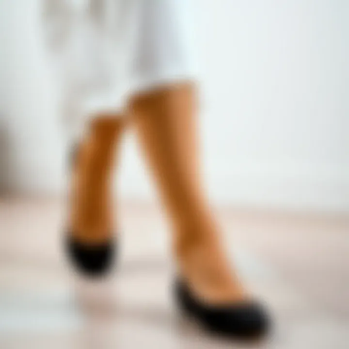 Comfort in Black Velvet Flat Shoes Comfort-oriented black velvet flats paired with casual wear