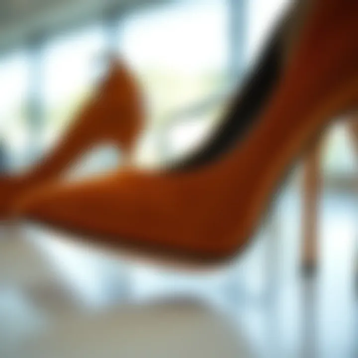 Premium Materials in Brown Heel Construction Close-up of high-quality materials used in brown heels