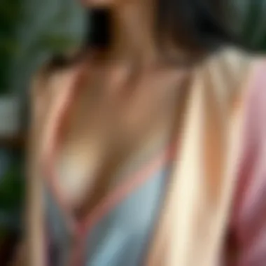 Close-up of fabric textures for cardigans and camisoles