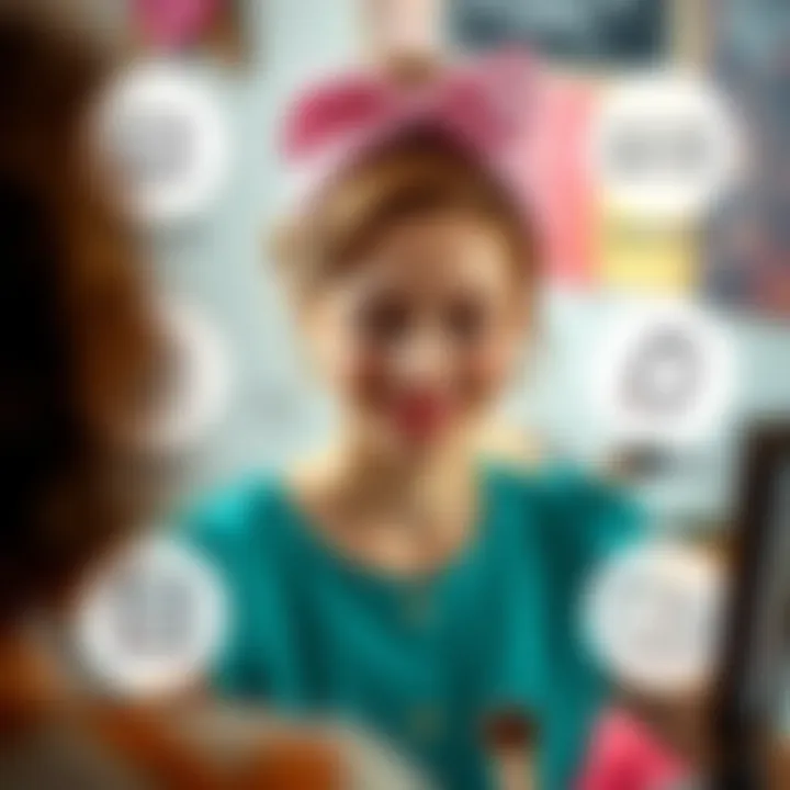 Educational benefits of pretend makeup sets illustrated with icons